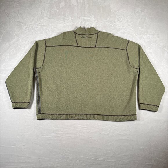 Tommy Bahama Reversible Sweater Men 3XL Brown Green 1/4 Zip Mock Neck Embroidery - Picture 14 of 16